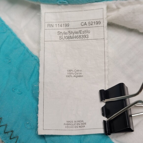 Roxy Y2K juniors cotton madras shorts white aqua size 3 - Picture 8 of 9